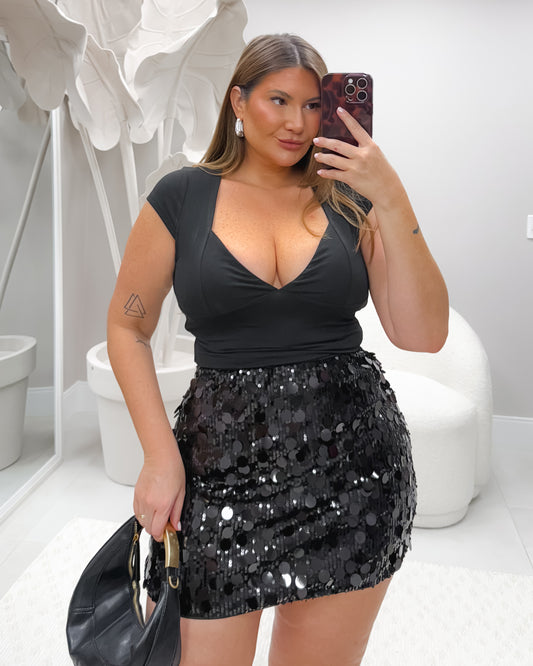Blusa Plus Size Preta Com Lycra - Cód.0383
