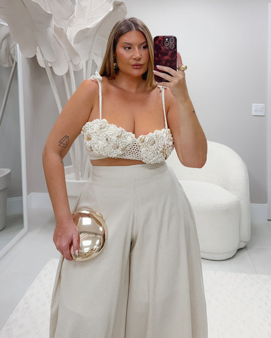 Cropped Plus Size Crochê Feito a Mão Artesanal Com conchas - Cód.0463 ( pré venda 15 dias para ser confeccionado)