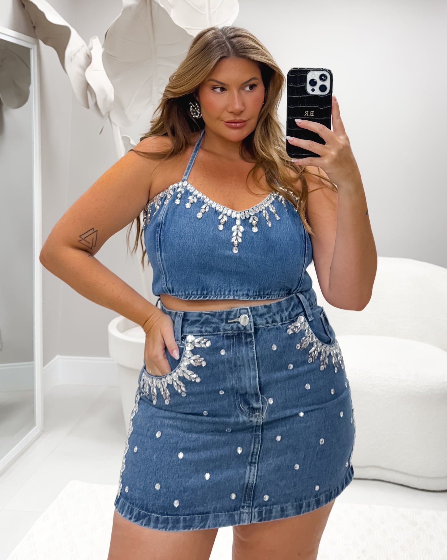 Cropped Jeans Plus Size Bordado - Cód. 0116