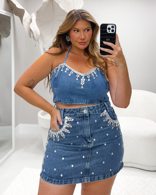 Cropped Jeans Plus Size Bordado - Cód. 0116