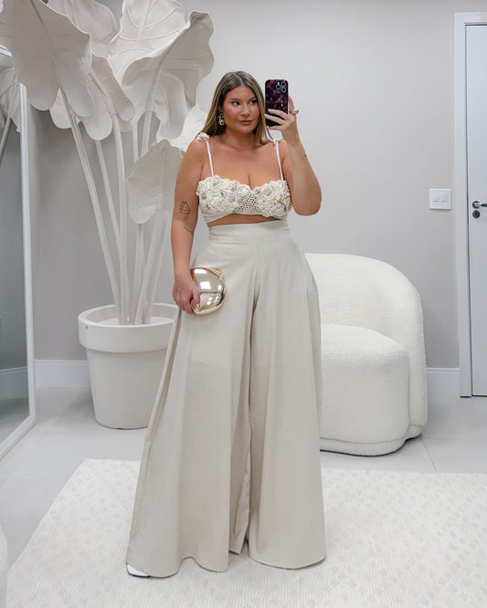 Calça Plus Size Pantalona Linho Com Elastano - Cód.0462 ( pré venda 8 dias para ser confeccionado)