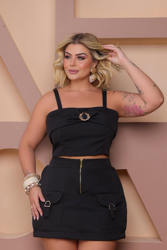 Conjunto Plus Size Com Zíper Preto - Cód. 0321