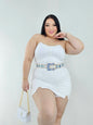 Corselet Plus Size em Bengaline Canelado com Elastano Branco - Cód. 0111