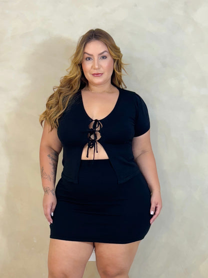 Conjunto Plus Size Tricô Modal Preto - Cód.0371