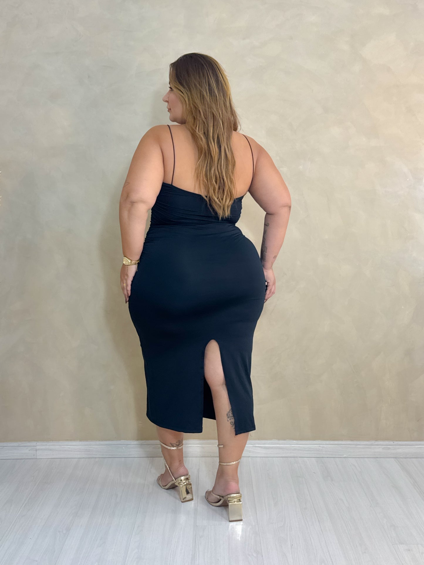Vestido Plus Size Mid Preto - Cód. 0340