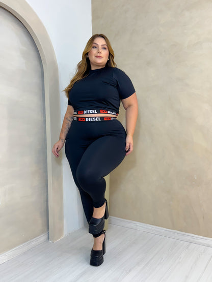 Conjunto Plus Size Em Suplex Preto - Cód. 0094