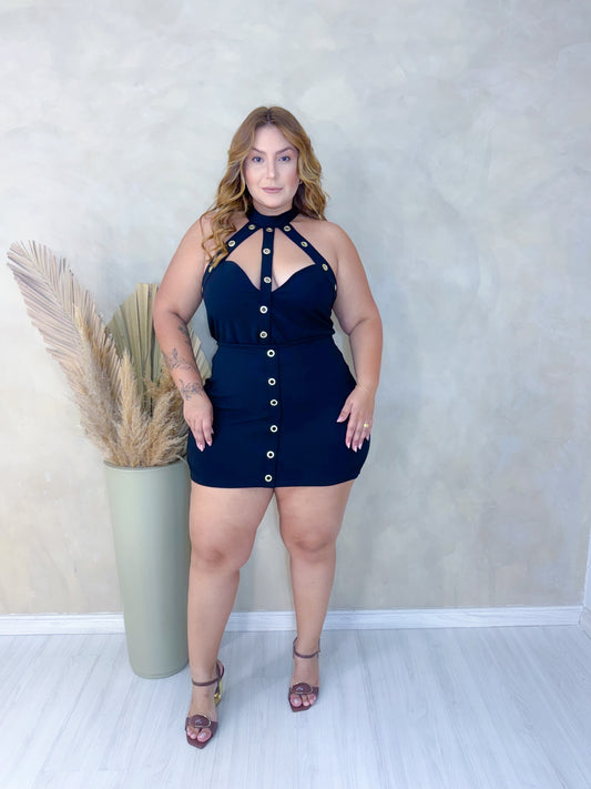 Conjunto Plus Size Tecido Crepe Preto - Cód.0438