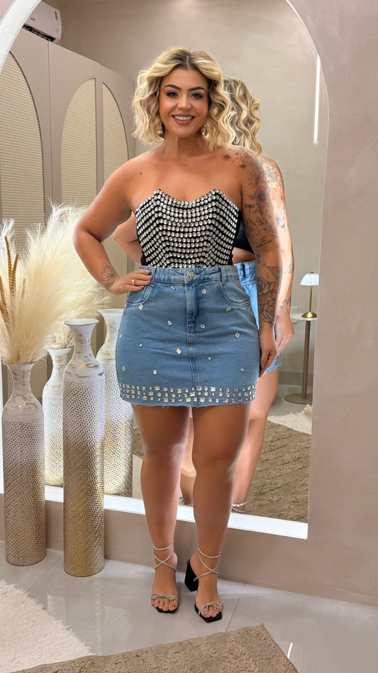 Cropped Plus Size Bordado em Pedraria - Cód. 0349