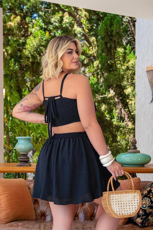 Vestido Plus Size Curto Preto - Cód.0470