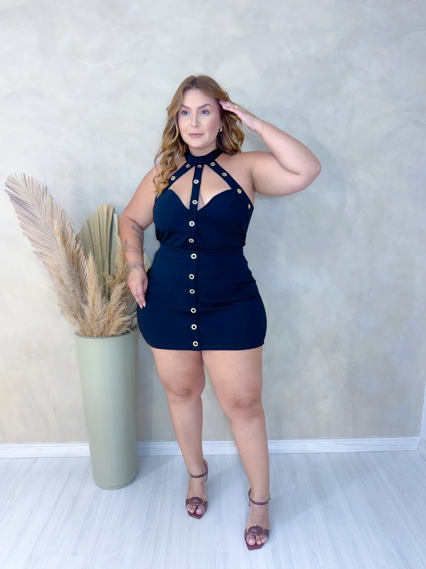 Conjunto Plus Size Tecido Crepe Preto - Cód.0438