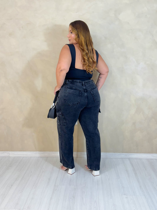 Body Plus Size Em Suplex Preto - Cód.0374