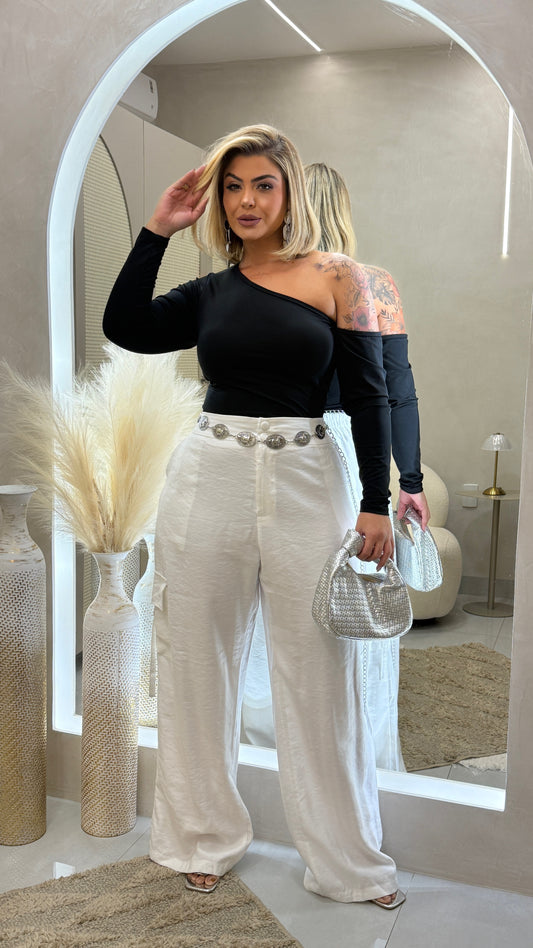 Cropped Plus Size Assimétrico Preto - Cód. 0122