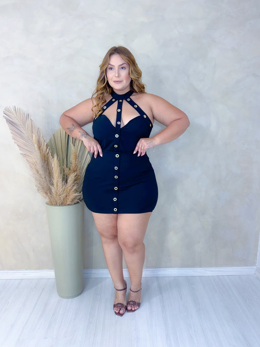 Conjunto Plus Size Tecido Crepe Preto - Cód.0438