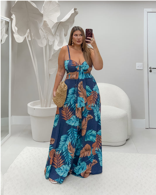 Conjunto Plus Size Pantalona Com Cropped ( pré venda previsão de envio dia 03/10)- Cód.0418