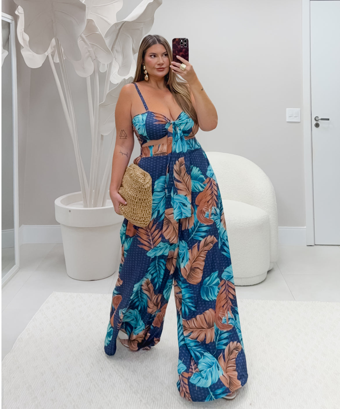 Conjunto Plus Size Pantalona Com Cropped ( pré venda previsão de envio dia 03/10)- Cód.0418