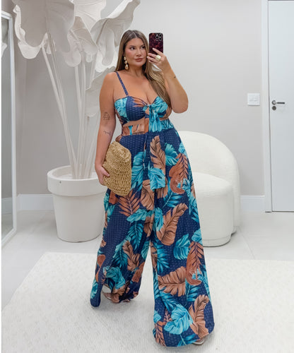 Conjunto Plus Size Pantalona Com Cropped ( pré venda previsão de envio dia 03/10)- Cód.0418