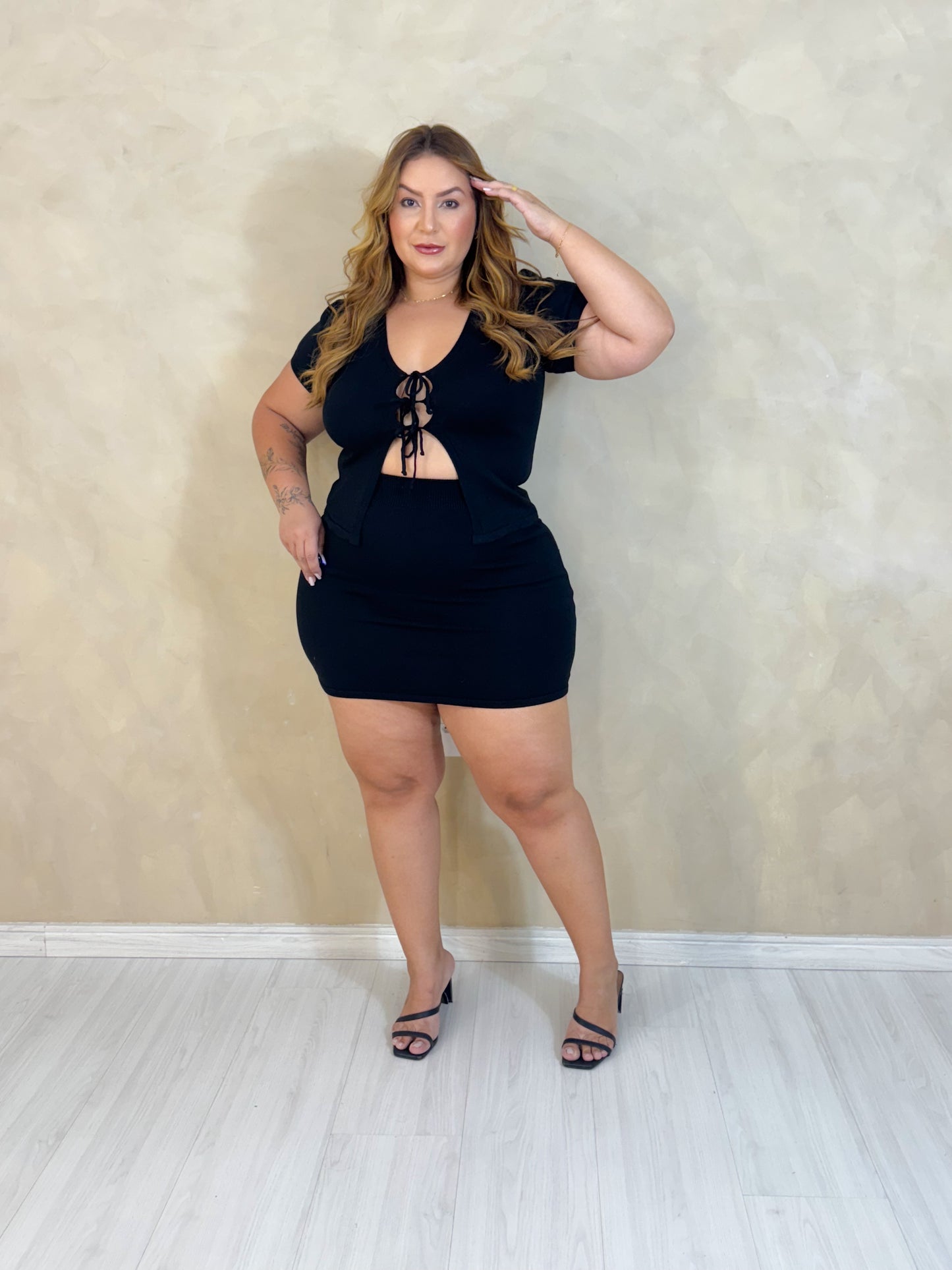 Conjunto Plus Size Tricô Modal Preto - Cód.0371