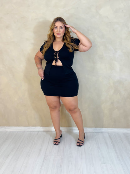 Conjunto Plus Size Tricô Modal Preto - Cód.0371