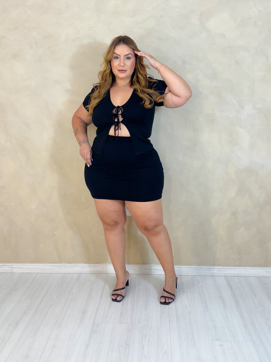 Conjunto Plus Size Tricô Modal Preto - Cód.0371
