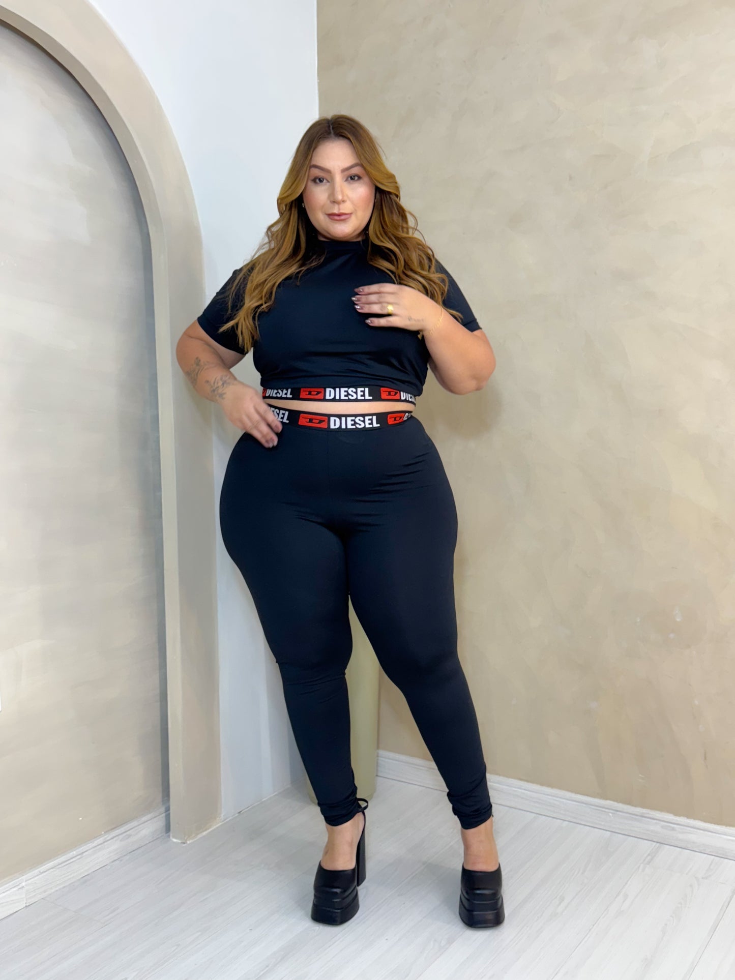 Conjunto Plus Size Em Suplex Preto - Cód. 0094