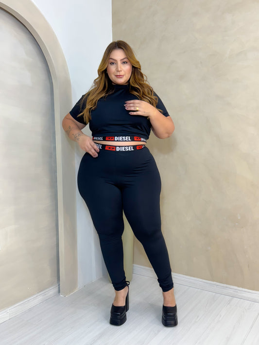 Conjunto Plus Size Em Suplex Preto - Cód. 0094