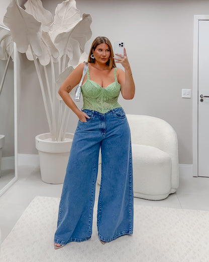 Corselet Plus Size Verde Com Ajustes Nas Costas (pré venda 5 dias para ser confeccionado)  - Cód. 0468