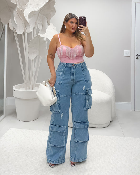 Calça Jeans Cargo Sem Lycra - Cód. 0377