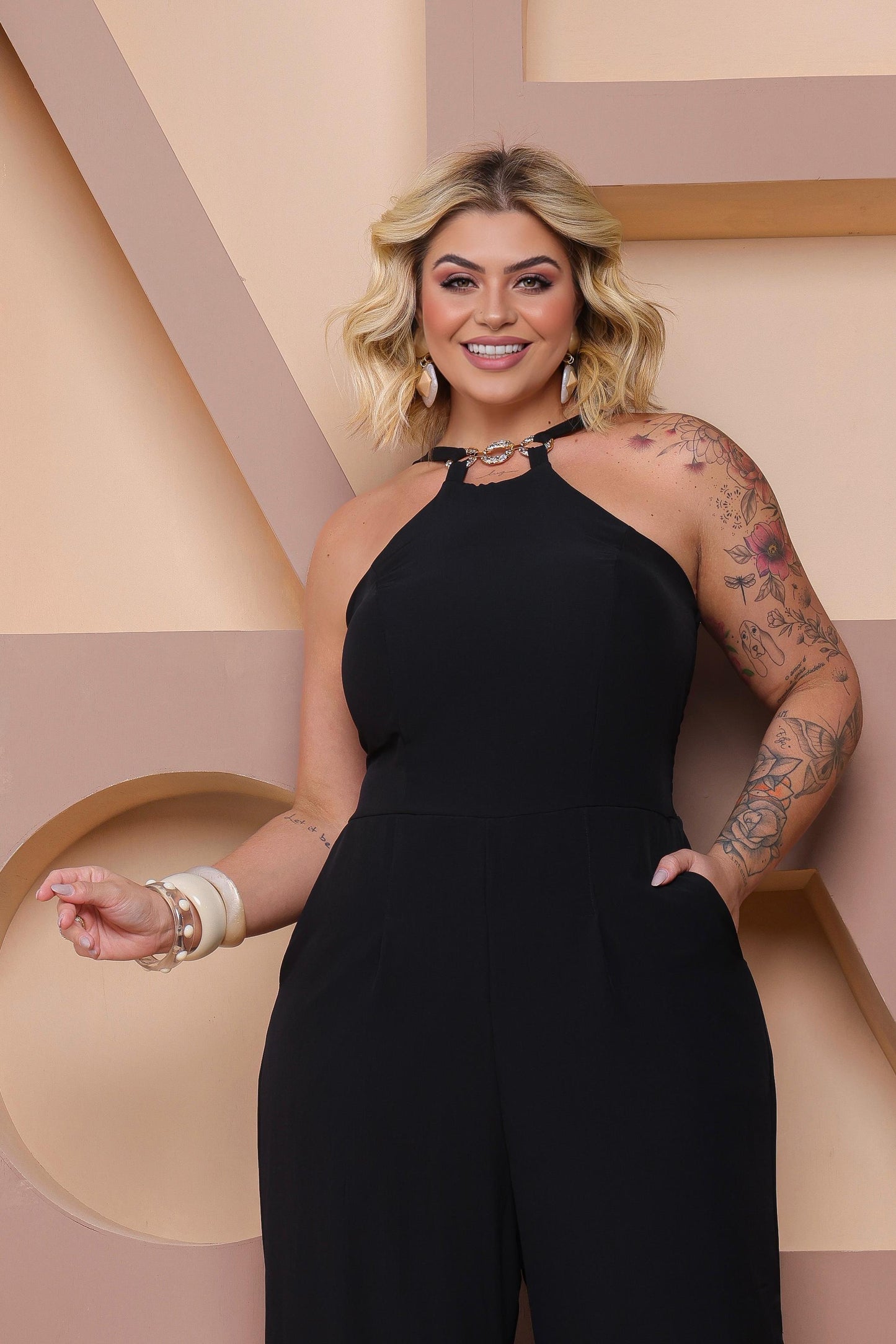 Macacão Plus Size Longo Preto - Cód. 0319