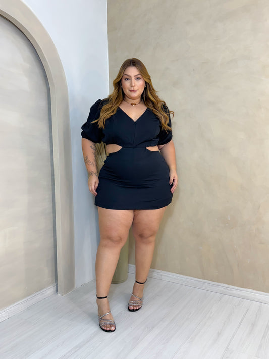 Macaquinho Plus Size Preto - Cód. 0325