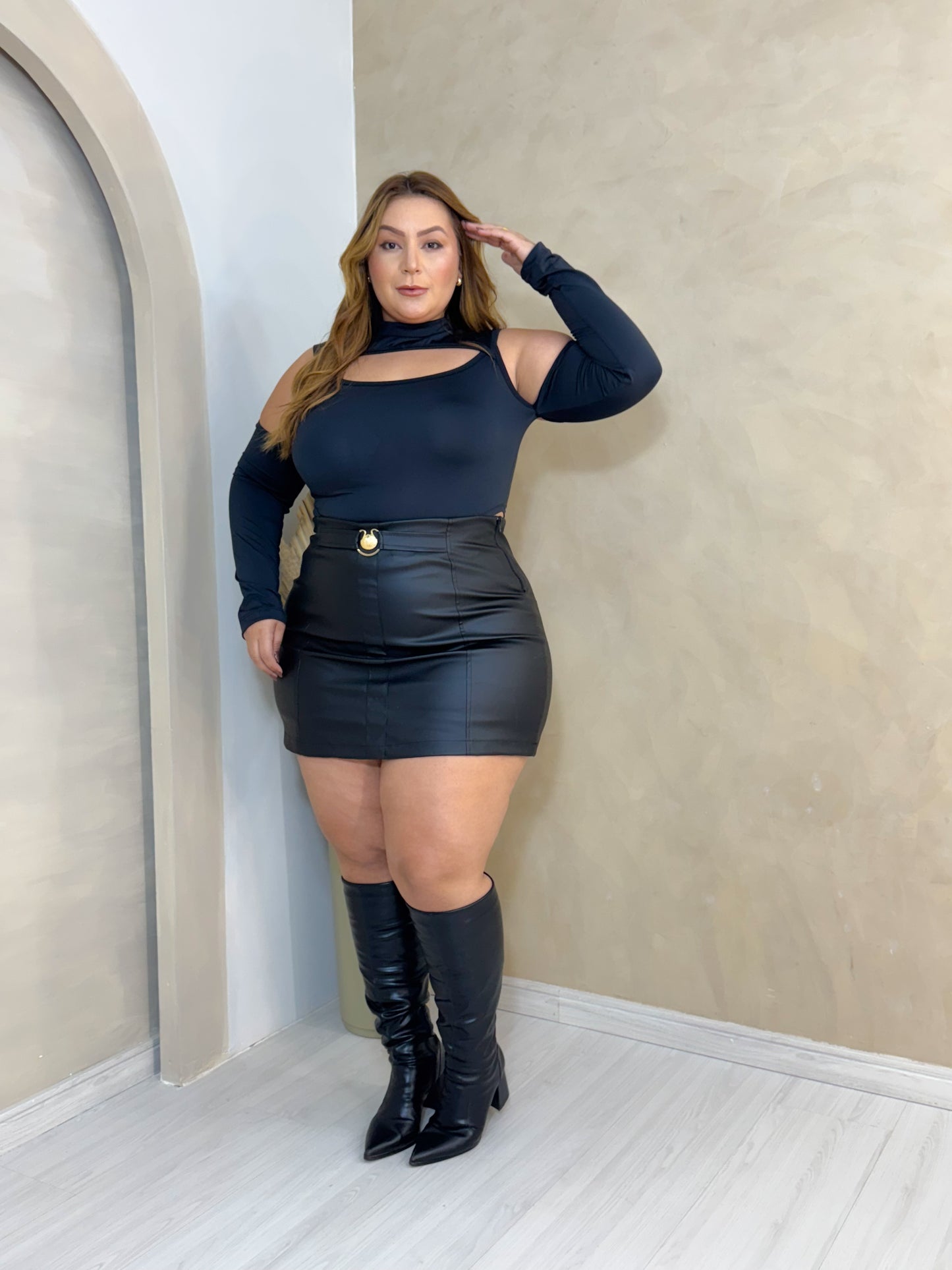 Cropped Plus Size Em Poliamida Preto - Cód. 0135