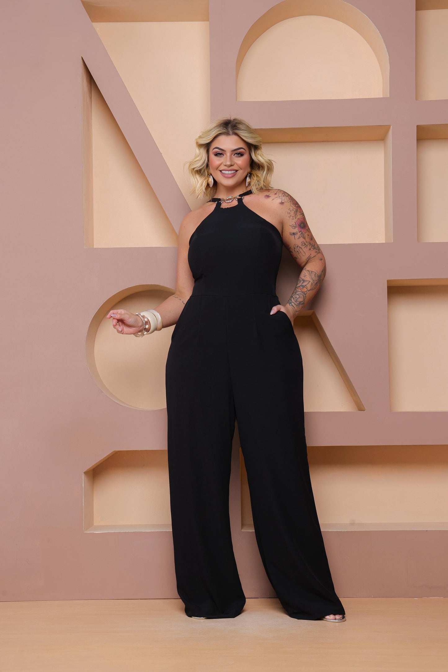 Macacão Plus Size Longo Preto - Cód. 0319