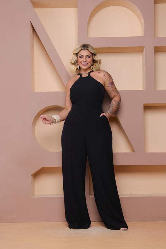Macacão Plus Size Longo Preto - Cód. 0319