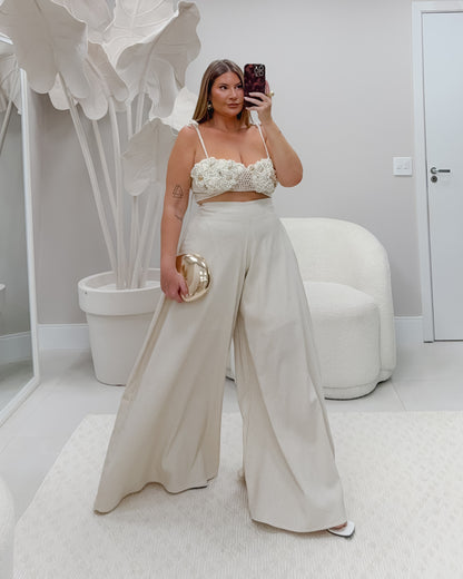 Calça Plus Size Pantalona Linho Com Elastano - Cód.0462 ( pré venda 8 dias para ser confeccionado)