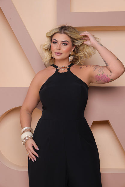 Macacão Plus Size Longo Preto - Cód. 0319