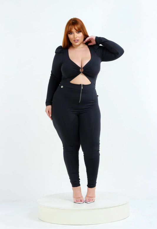 Macacão Plus Size em Poliamida Preto - Cód. 0166