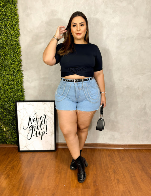 Short Jeans Plus Size sem Lycra (Não acompanha o cinto) - Cód. 0199