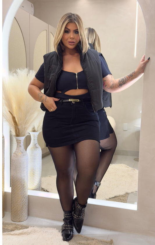 Colete Puffer Preto Plus Size - Cód. 0071