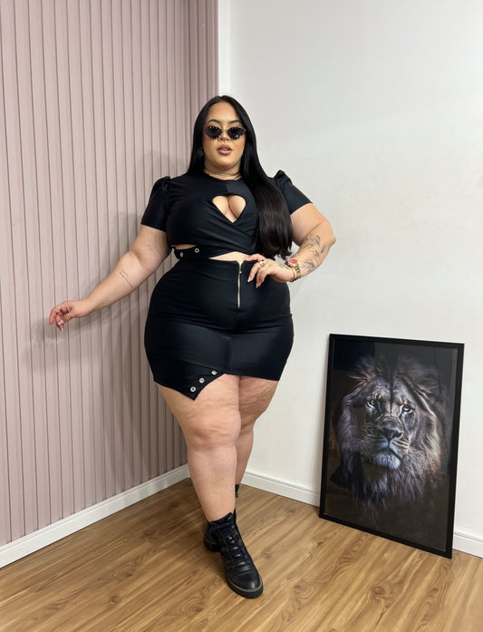 Vestido Plus Size em Poliamida Premium Preto - Cód. 0280