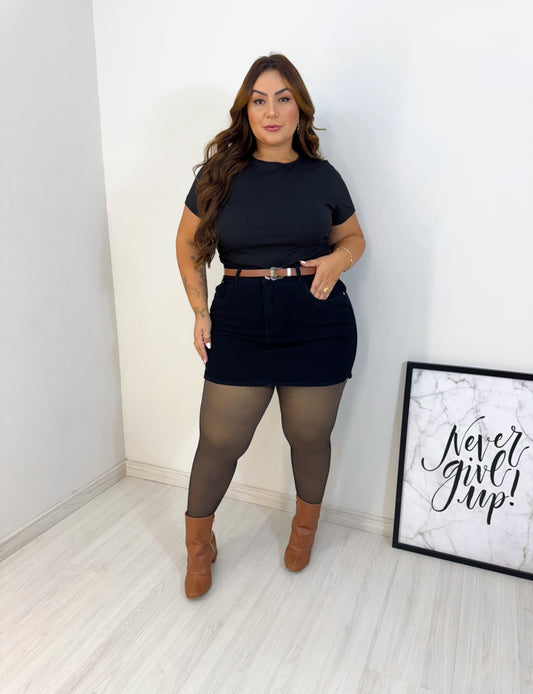 Cropped Plus Size Canelado Preto - Cód. 0126