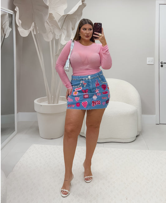 Saia Plus Size Sem Lycra Com Patches Colado ( prazo para confeccionar 10 dias) - Cód.0422