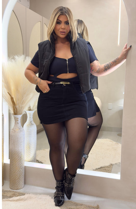 Body Plus Size Canelado Preto - Cód. 0013