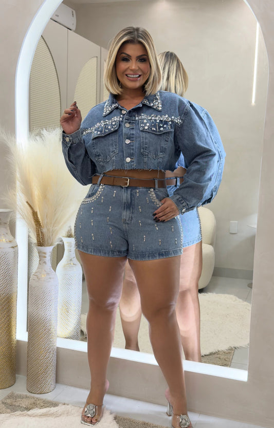 Short Plus Size Em Aplicação - Cód. 0334