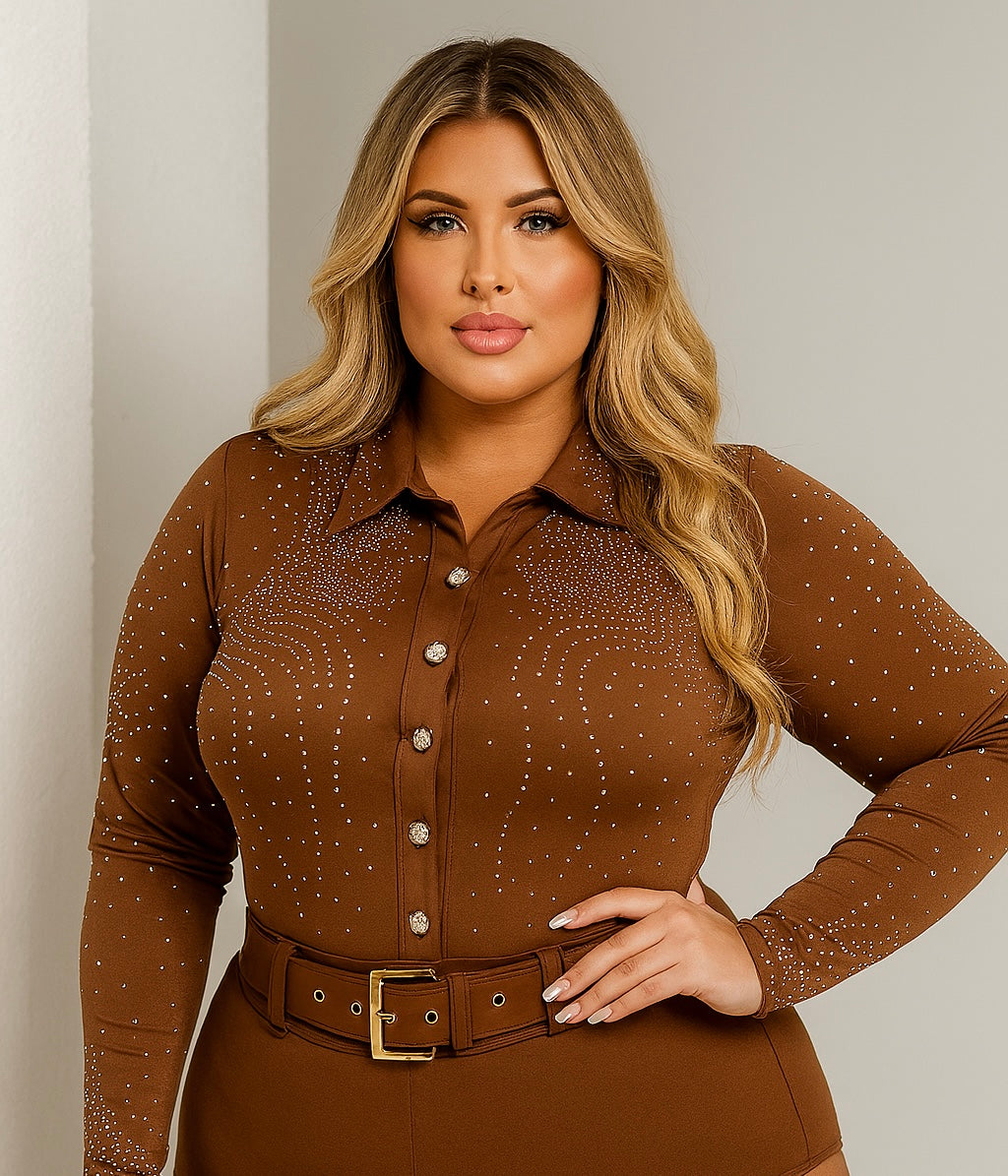 Body Plus Size Marrom - Cód. 0335