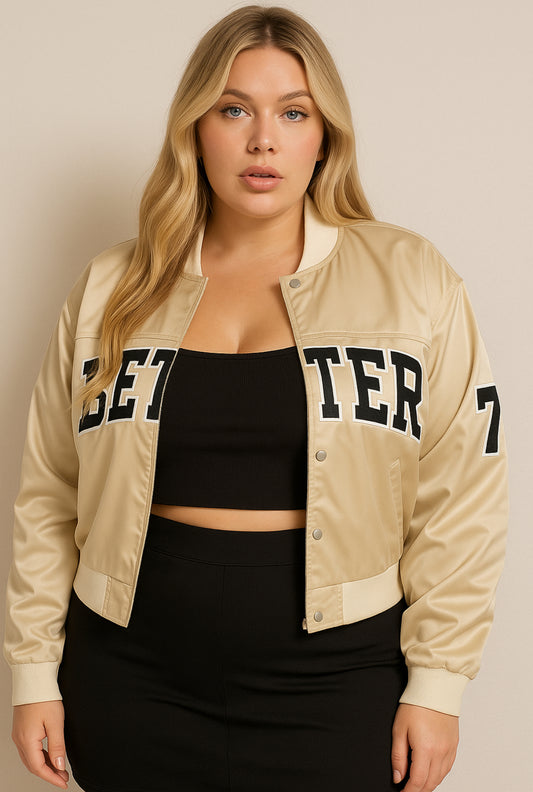Jaqueta Plus Size em Courino cores Nude e Branco - Cód. 0151