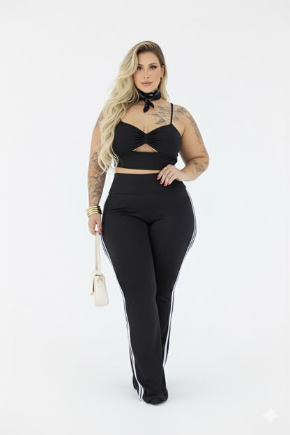 Calça Plus Size Com Bastante Lycra Com Listra na Lateral ( pré venda previsão de envios dia 22/09) - Cód.0431
