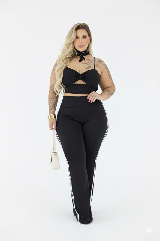 Calça Plus Size Com Bastante Lycra Com Listra na Lateral ( pré venda previsão de envios dia 22/09) - Cód.0431