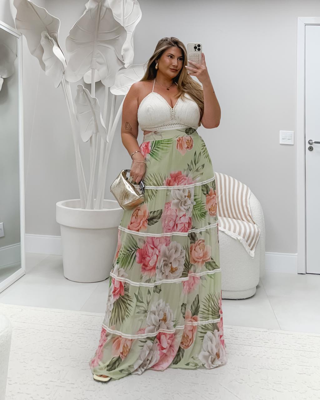 Vestido Plus Size Busto Feito Na Corda - Cód.0450