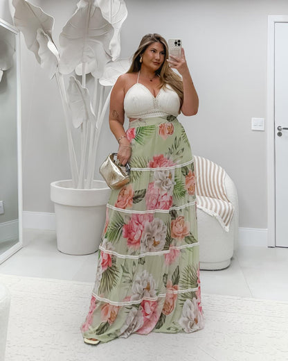 Vestido Plus Size Busto Feito Na Corda - Cód.0450