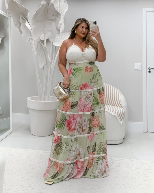 Vestido Plus Size Busto Feito Na Corda - Cód.0450