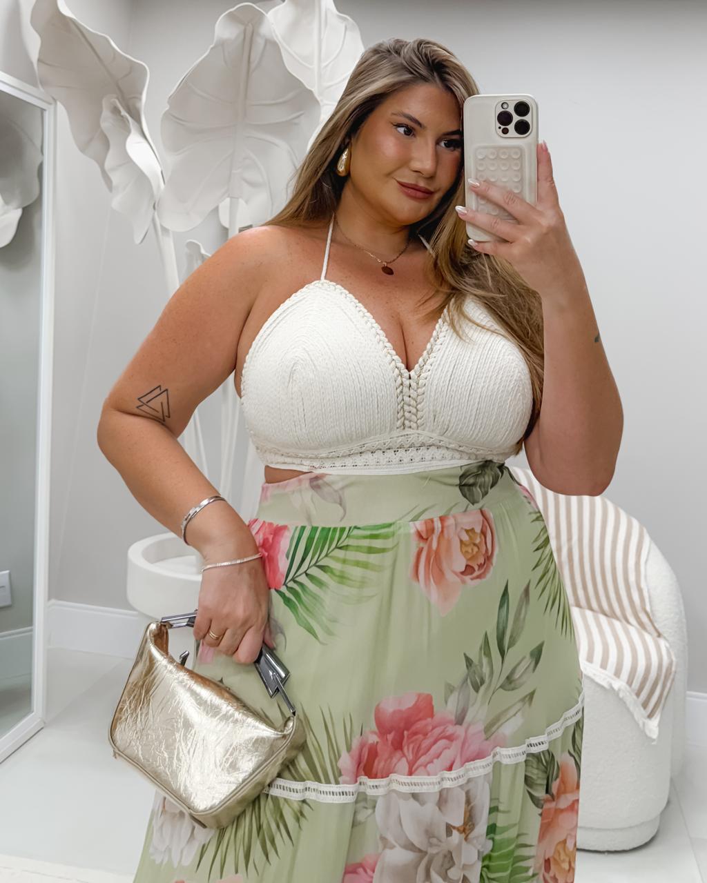 Vestido Plus Size Busto Feito Na Corda - Cód.0450